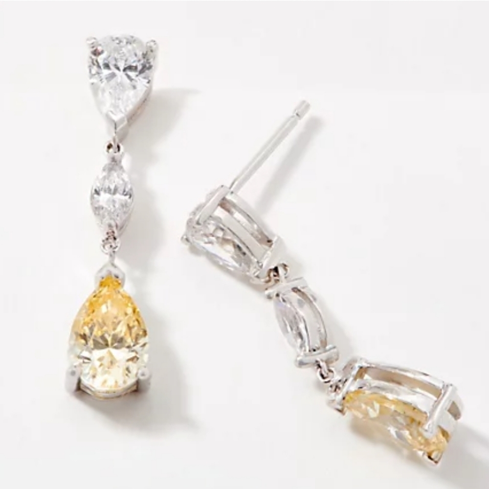 NWT Sterling Silver Canary Diamond Earrings